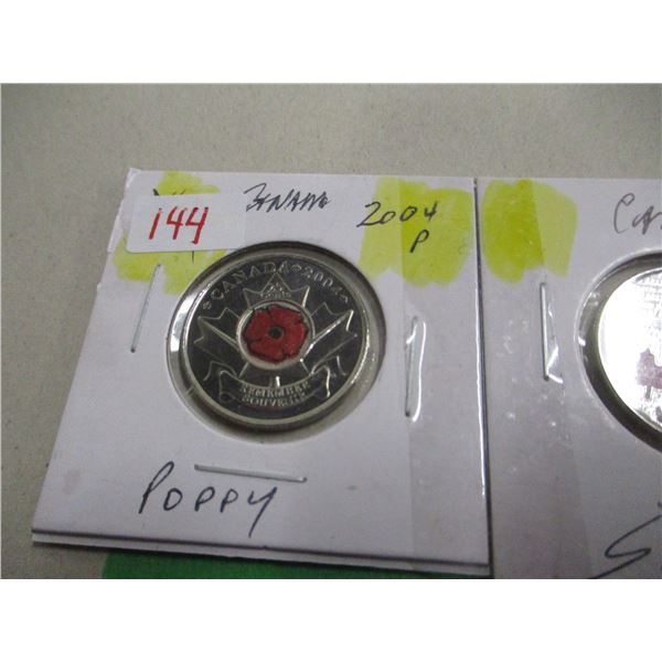 2004P & 2015 POPPY & SECORD PROOF QUARTER SET