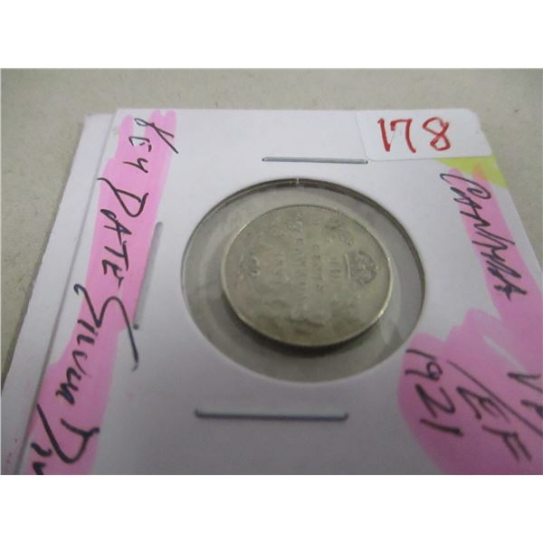 1921 VF/EF CANADA KING GEORGE V SILVER DIME