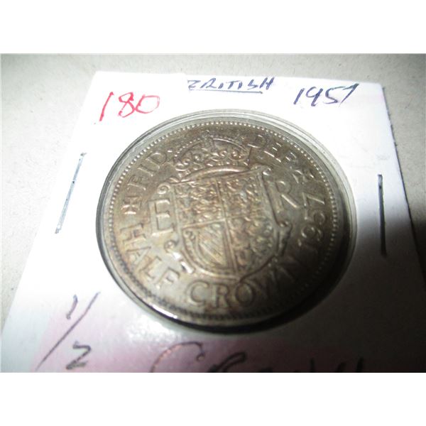 1957 BRITISH SILVER HALF CROWN