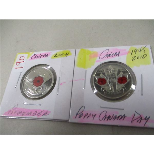 2004 REMEMBRANCE & 1995 POPPY CANADA DAY COIN SET