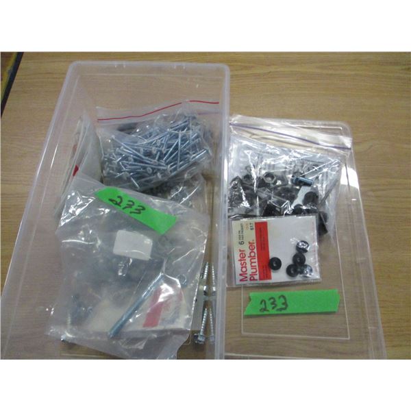 ESTATE:  CONTAINER C/W ASSORTED NAILS, BOLTS, SCREWS, ETC