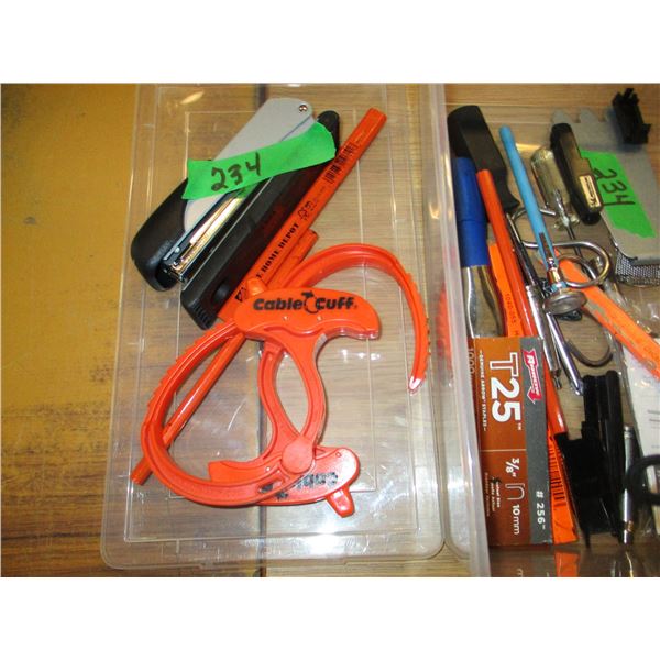 ESTATE:  PLASTIC CONTAINER C/W MISC ITEMS