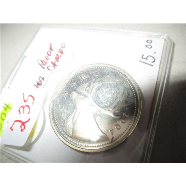 2004 PROOF CAMEO CANADA SILVER QUARTER