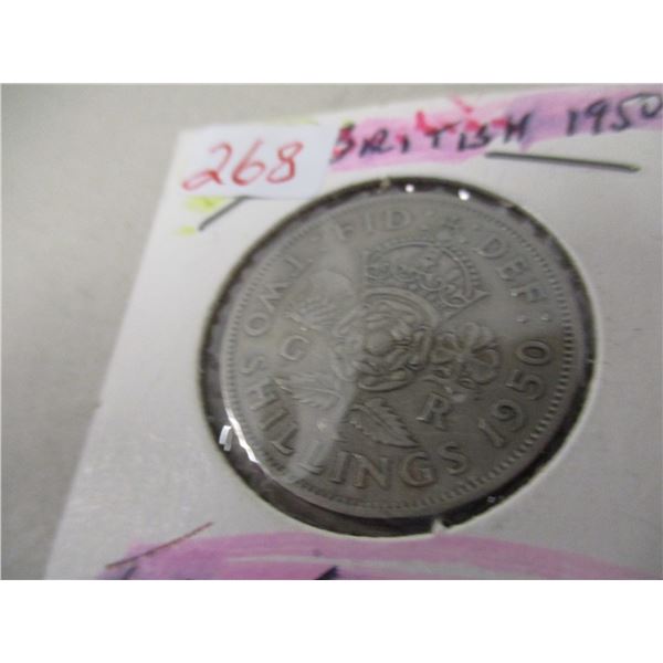 1950 BRITISH SILVER TWO SCHILLINGS