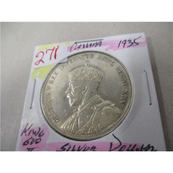 1935 KING GEORGE V CANADA SILVER DOLLAR