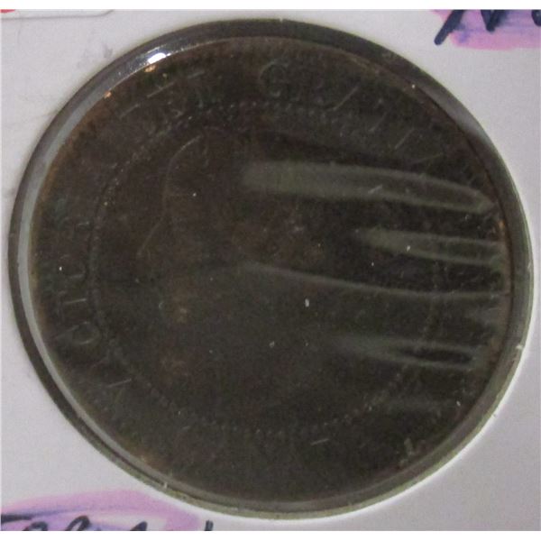 1859 (NARROW "9") CANADA VICTORIAN LARGE PENNY