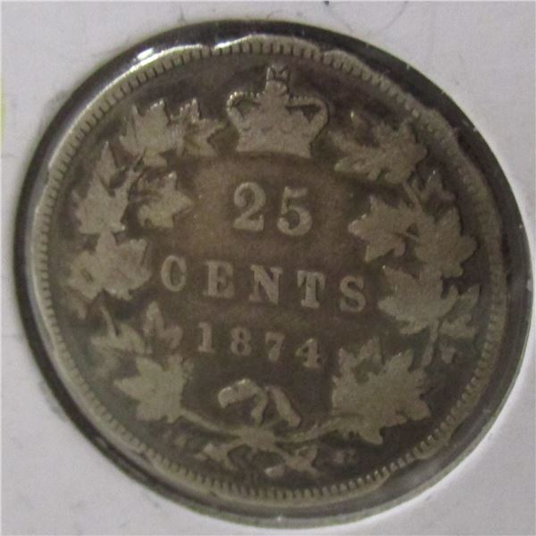 1874H CANADA VICTORIAN QUARTER