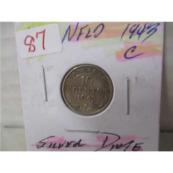 1943C NEWFOUNDLAND SILVER DIME