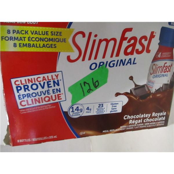 FREIGHT DAMAGE (AS IS):  CHOCOLATE SLIMFAST (8 BOTTLES) - BOX