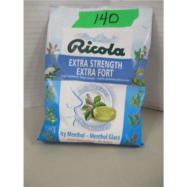 FREIGHT DAMAGE (AS IS):  RICOLA EXTRA STRENGTH ICY MENTHOL COUGH DROPS (19) - BAG