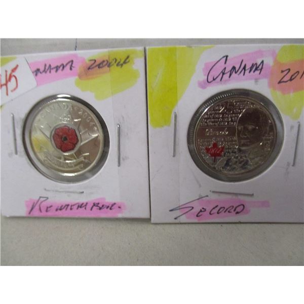 2004 - 2015 POPPY & LAURA SECORD CANADA MINT QUARTERS