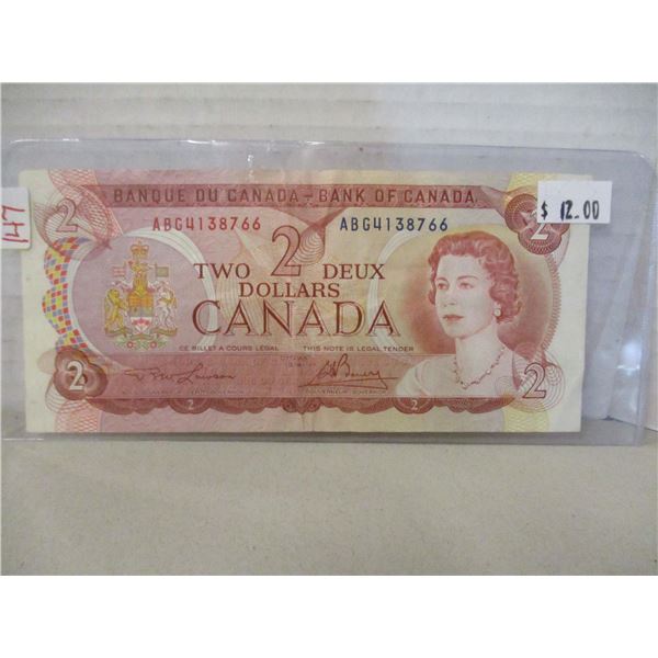 1974 LAST OF CANADA MULTI COLORED $2 BILLS