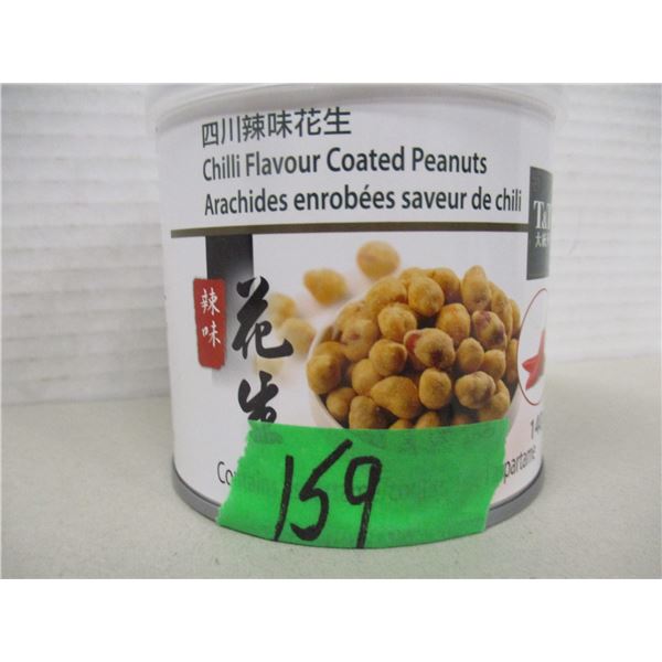 FREIGHT DAMAGE (AS IS):  CHILI FLAVORED COATED PEANUTS (140G) - CAN