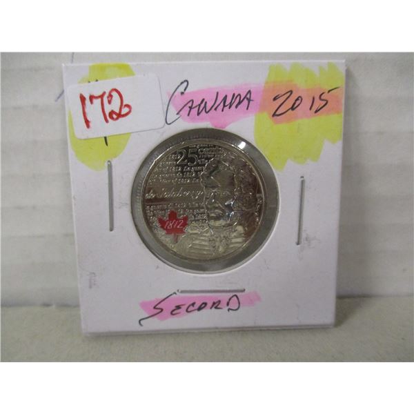 1812 - 2015 SALABERRY CANADA RED FLAG UNCIRCULATED QUARTER