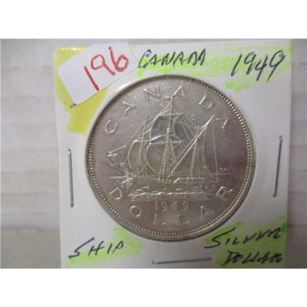 1949 CANADA SHIP SILVER DOLLAR