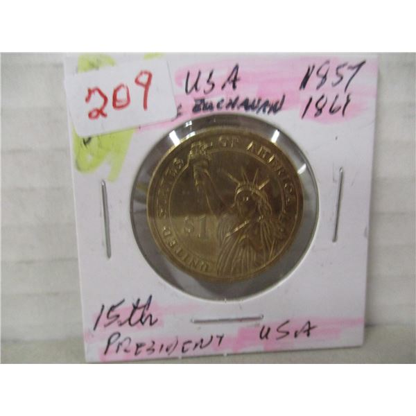 1857 - 1861 USA JAMES BHUCHANAN 15TH PRESIDENT USA COIN