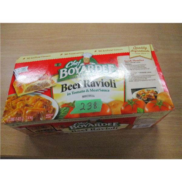 FREIGHT DAMAGE (AS IS):  CHEF BOYARDEE BEEF RAVIOLI (8 CANS) - BOX