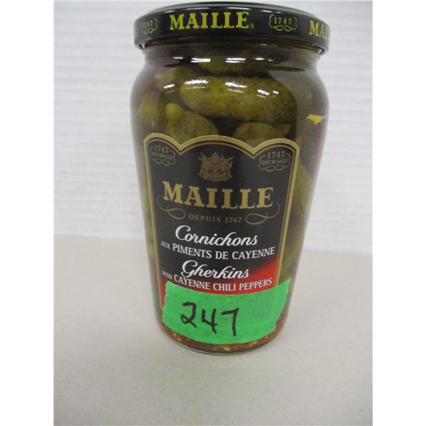 FREIGHT DAMAGE (AS IS):  MAILLE GERKINS WITH CAYENNE PEPPERS (400 ML) - JAR
