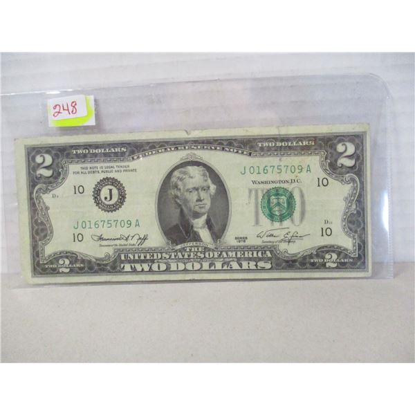 1976 USA GREEN SEAL $2 BILL
