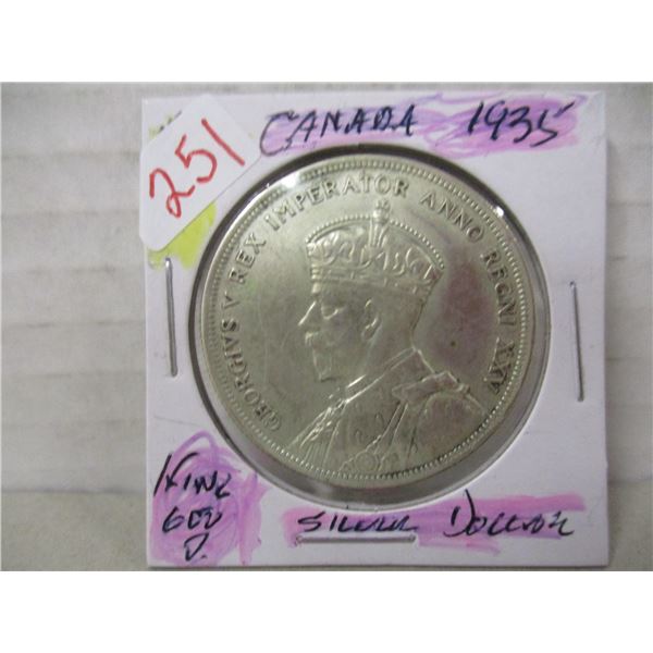 1935 CANADA KING GEORGE V SILVER DOLLAR
