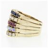 Image 6 : Vintage 14k Gold Round Ruby Sapphire Diamond Opal Pearl 5 Band Harem Stack Ring