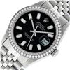 Rolex Mens Stainless Steel Black Baguette Diamond 36MM Datejust Wristwatch