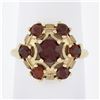 Image 1 : Vintage 10k Yellow Gold 1.65 ctw Round Brilliant Cut Garnet Cluster Platter Ring