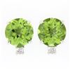 NEW 14k White Gold 2.86 ctw Round Green Peridot w/ Diamond Accent Stud Earrings