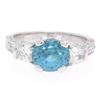 NEW 18k White Gold 3.91 ctw Oval Brilliant Blue Zircon Diamond Accents Ring Sz 6