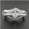 Image 2 : Vintage 14K White Gold 0.62 ctw Diamond Solitaire Engagement & Wedding Ring Set