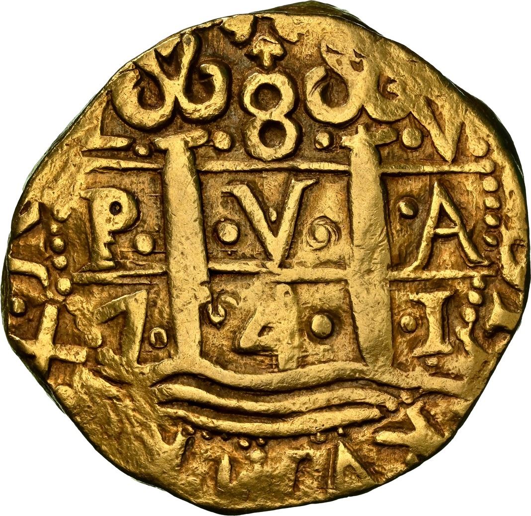 1741 PERU, Lima, gold cob 8 escudos, 1741 V, NGC AU 53. - Sedwick ...