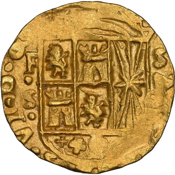 COLOMBIA, Bogotá, gold cob 4 escudos, Ferdinand VI, assayer S above denomination 4 to right, mintmar