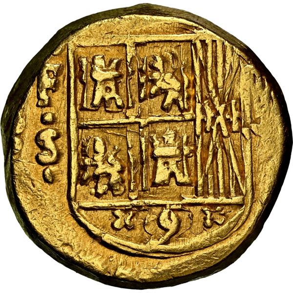 COLOMBIA, Bogotá, gold cob 4 escudos, Ferdinand VI, assayer not visible (S to right), mintmark FS to