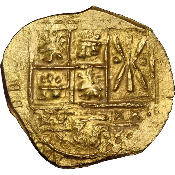 COLOMBIA, Bogotá, gold cob 2 escudos, Charles II posthumous, no assayer (Arce), NGC MS 65 (1715 Flee