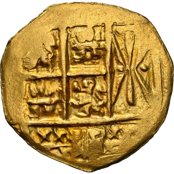 COLOMBIA, Bogotá, gold cob 2 escudos, Charles II posthumous, no assayer (Arce), NGC MS 63 (1715 Flee