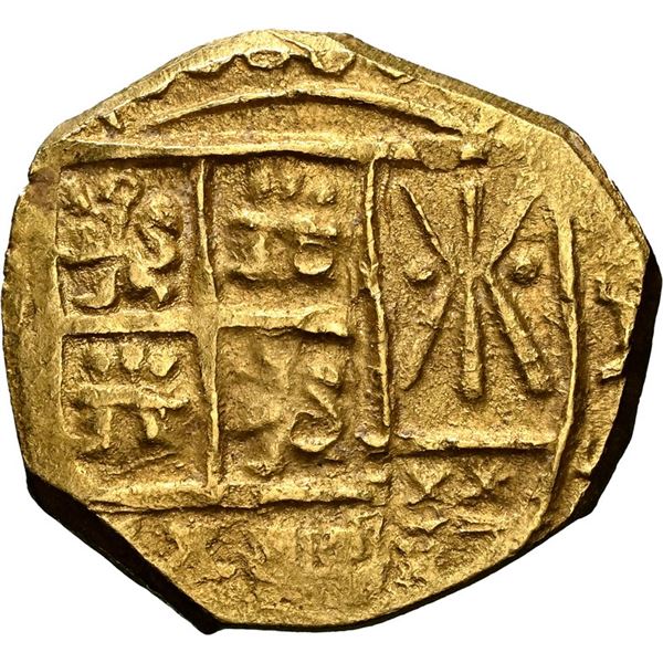 COLOMBIA, Bogotá, gold cob 2 escudos, Charles II posthumous, no assayer (Arce), NGC MS 63 (1715 Flee
