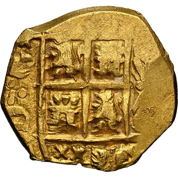 COLOMBIA, Bogotá, gold cob 2 escudos, Charles II posthumous, no assayer (Arce), NGC MS 62 (1715 Flee