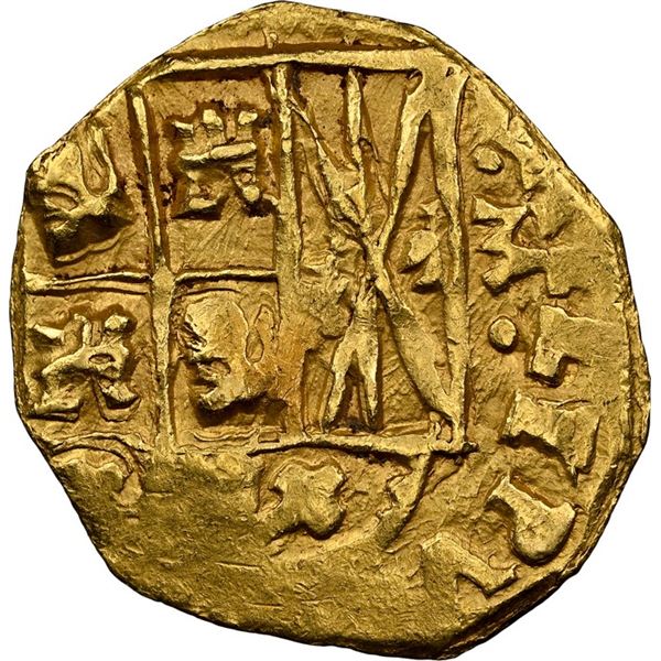 COLOMBIA, Bogotá, gold cob 2 escudos, 1733 M, NGC MS 63, finest known in NGC census.