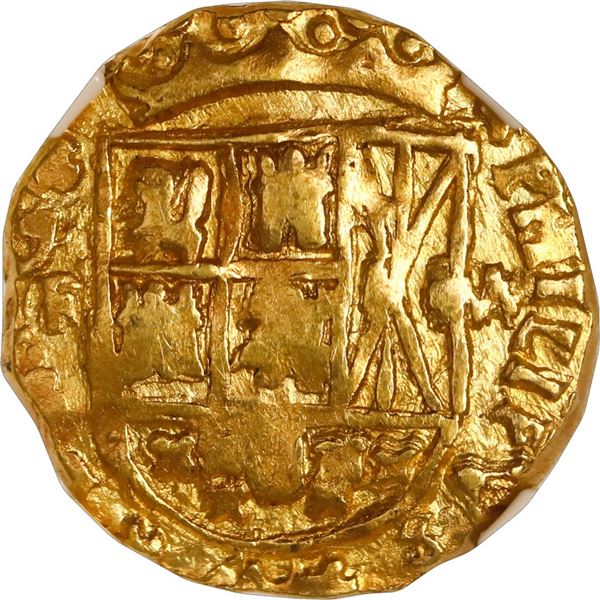 COLOMBIA, Bogotá, gold cob 2 escudos, 1735/4 M, NGC AU 50.