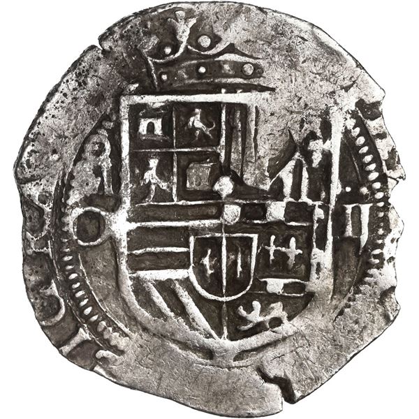 MEXICO, Mexico City, cob 2 reales, Philip II, assayer O below mintmark oM to left.