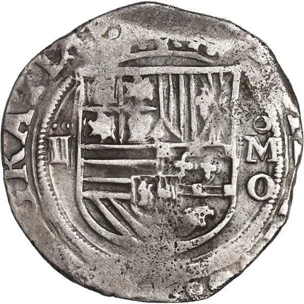 MEXICO, Mexico City, cob 2 reales, Philip II, assayer O below mintmark oM to right.