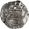Image 1 : SPAIN, Seville, cob 8 reales, Philip II, assayer Gothic D at 4 o'clock outside tressure on reverse.