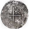 Image 2 : SPAIN, Seville, cob 8 reales, Philip II, assayer Gothic D at 4 o'clock outside tressure on reverse.