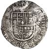 Image 1 : SPAIN, Seville, cob 8 reales, Philip II, assayer Gothic D at 4 o'clock outside tressure on reverse.