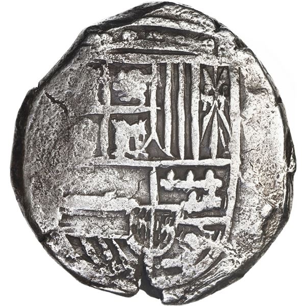 BOLIVIA, Potosí, cob 8 reales, Philip IV, assayer not visible (late 1620s), quadrants of cross trans