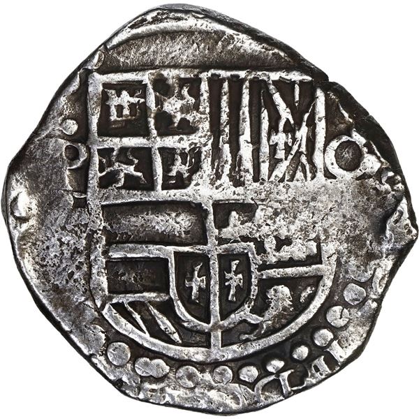 BOLIVIA, Potosí, cob 4 reales, Philip IV, assayer T (late 1620s), "flat" lions.