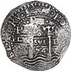 Image 1 : BOLIVIA, Potosí, cob 8 reales, 1654 E, •PH• at top, •8• above cr