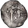 Image 1 : BOLIVIA, Potosí, cob 4 reales, 1652 E, transitional McLean Type I, lower denomination 4 over E, NGC 