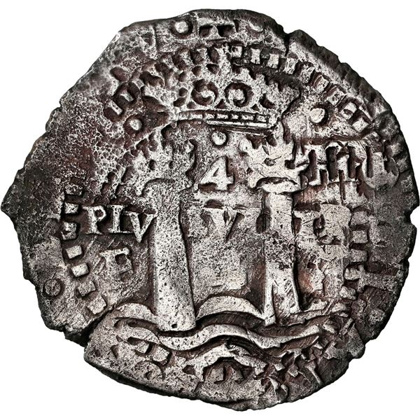 BOLIVIA, Potosí, cob 4 reales, 1652 E, transitional McLean Type II, NGC VF details / saltwater damag