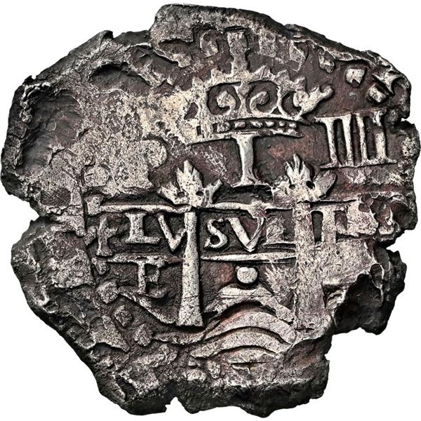 BOLIVIA, Potosí, cob 1 real, 1652 E, transitional McLean Type V, NGC XF details / cleaned (Shipwreck